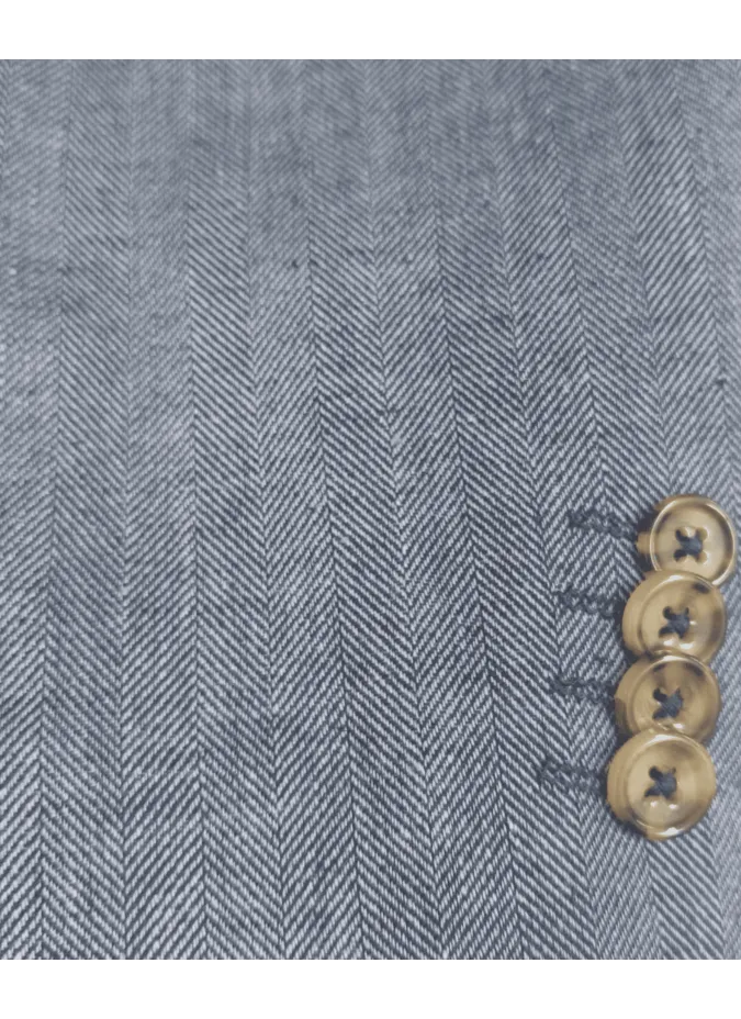 Blazer de Algodón y Lino Espiga Azul Oscuro