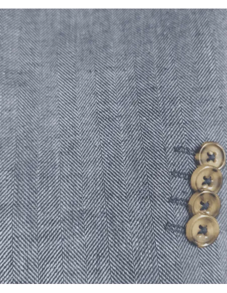 Blazer de Algodão e Linho Espinha Azul Escuro