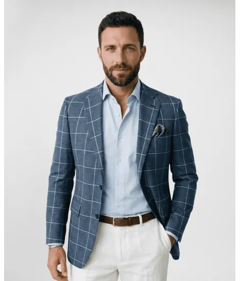 Americana Lino Azul | Blazers para Hombre | JOHN TWEED