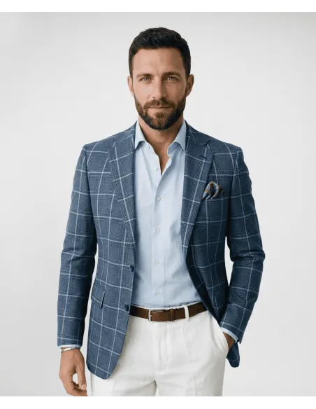 Americana Lino Azul | Blazers para Hombre | JOHN TWEED