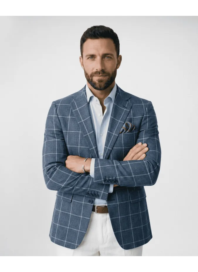 Americana Lino Azul | Blazers para Hombre | JOHN TWEED