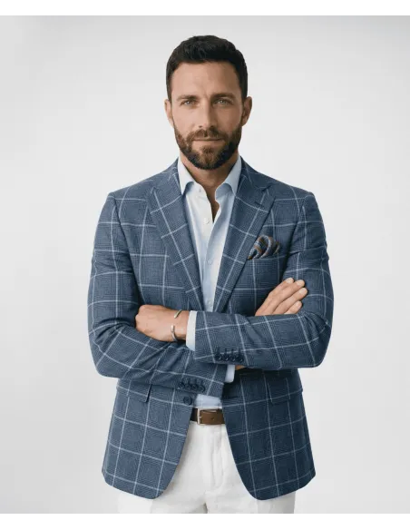 Americana Lino Azul | Blazers para Hombre | JOHN TWEED