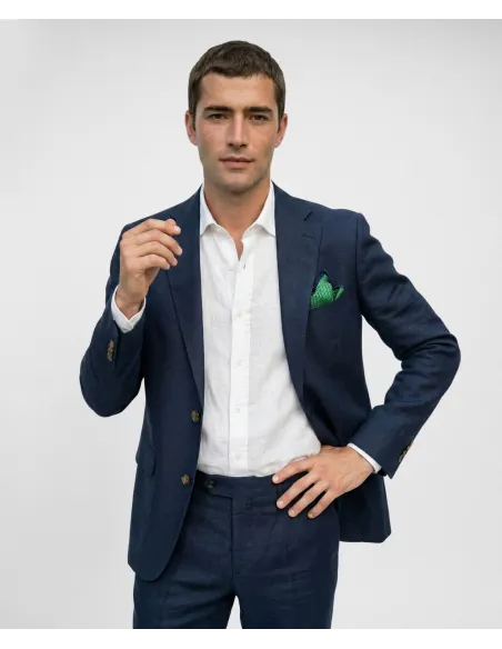 Navy Linen Suit