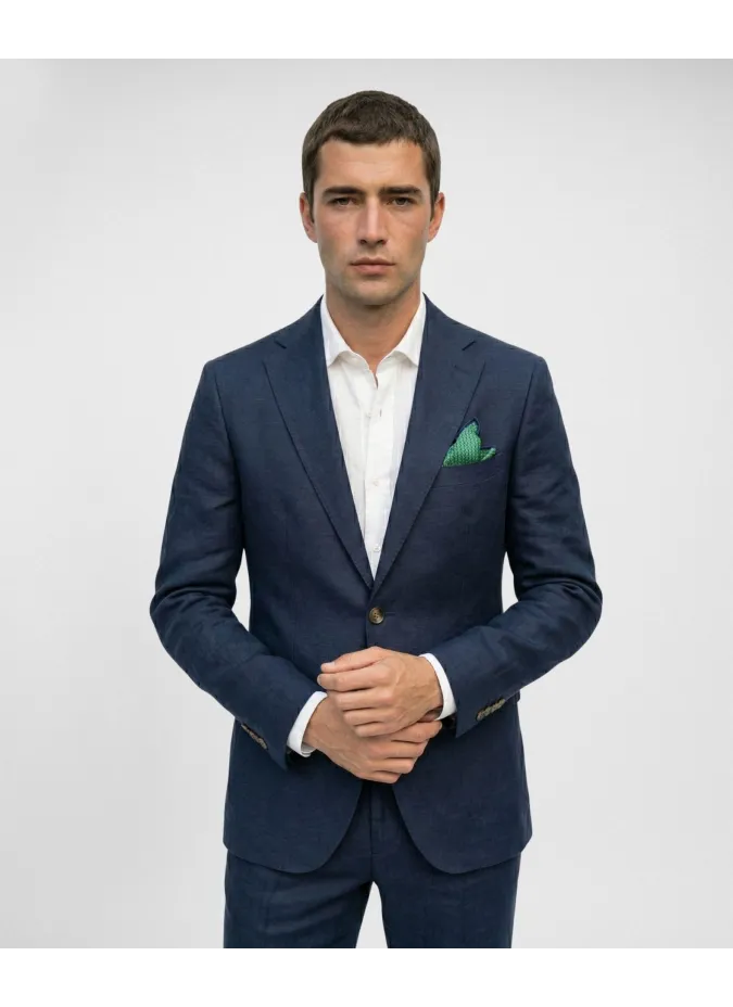 Navy Linen Suit