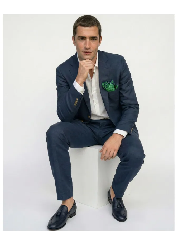 Navy Linen Suit