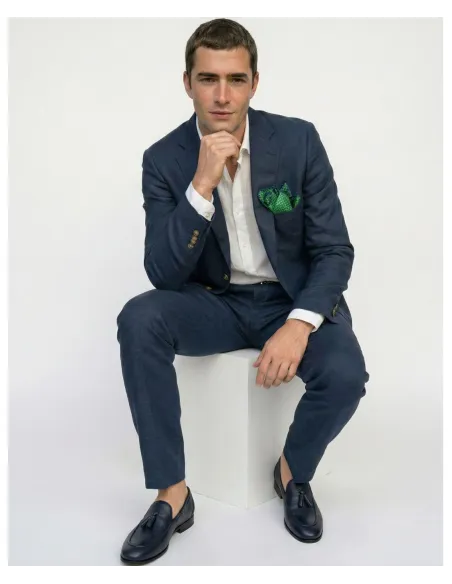 Navy Linen Suit