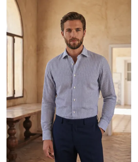 Dark blue striped linen shirt