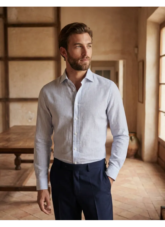 Light blue striped linen shirt