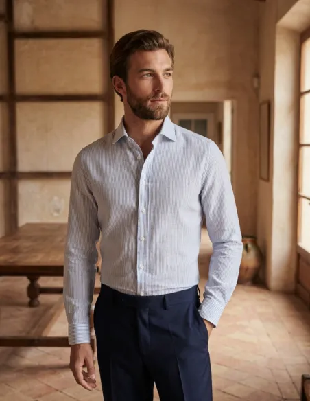 Light blue striped linen shirt