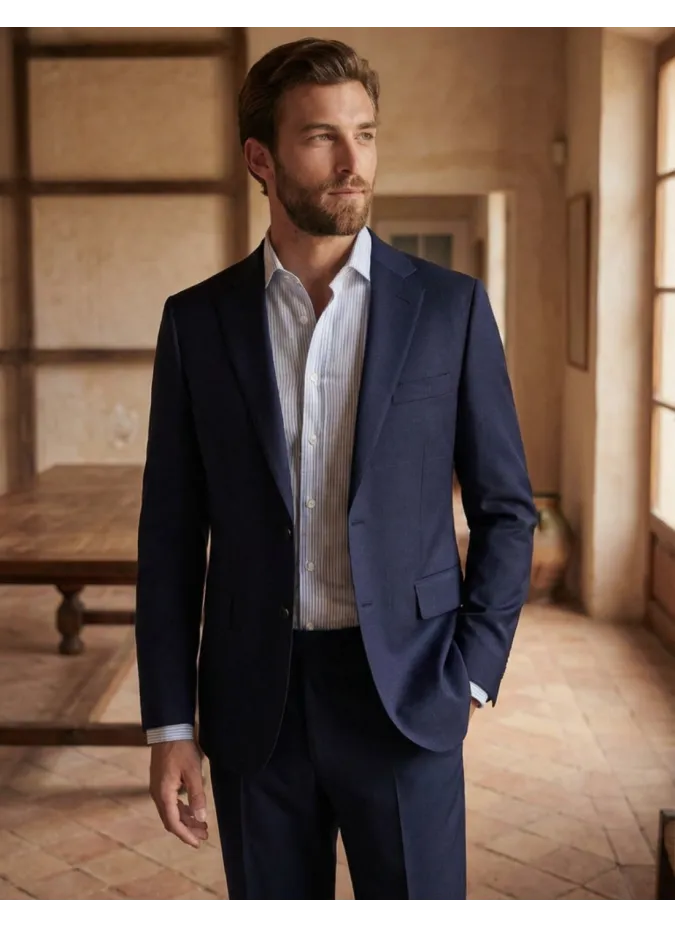 Camisa de Linho Risca Azul Clara