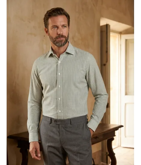 Camisa de lino de raya verde