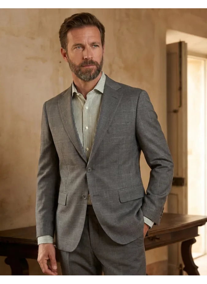 Camisa de lino de raya verde
