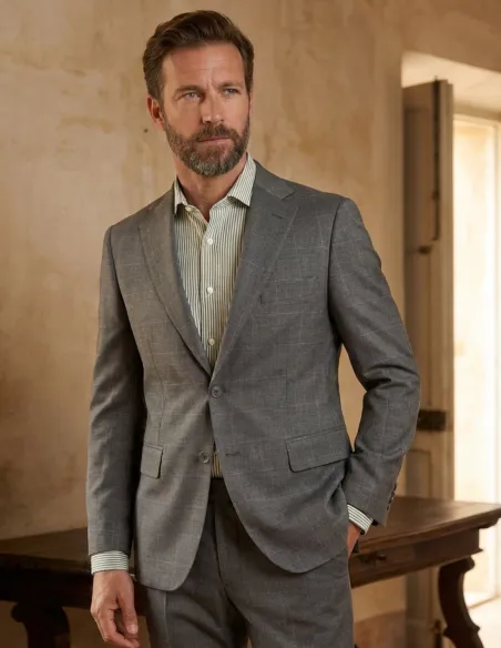 Camisa de lino de raya verde