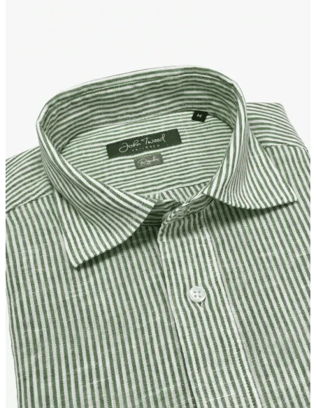 Camisa de lino de raya verde
