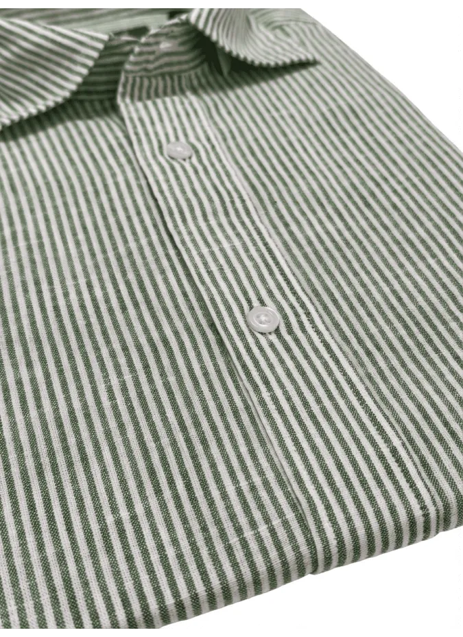 Camisa de Linho Risca Azul Clara