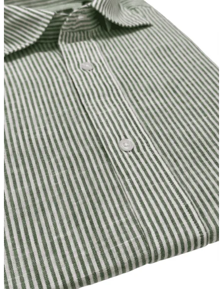 Green striped linen shirt