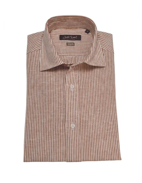 Orange striped linen shirt
