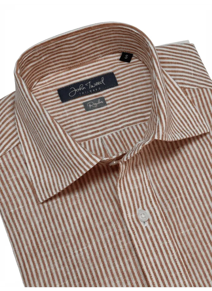 Orange striped linen shirt