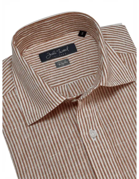 Camisa de lino de raya naranja