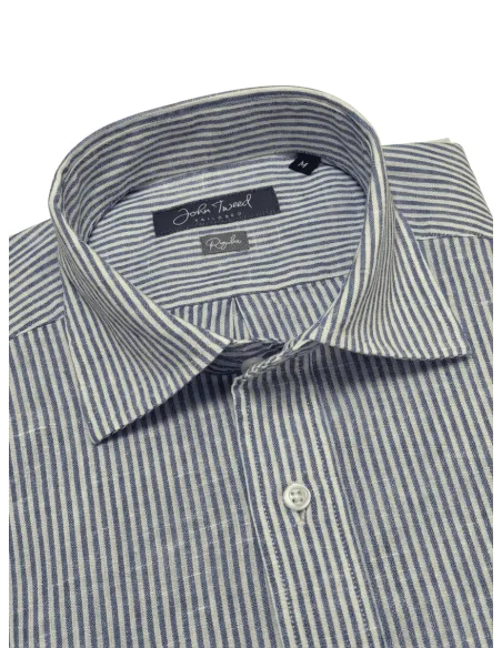 Dark blue striped linen shirt
