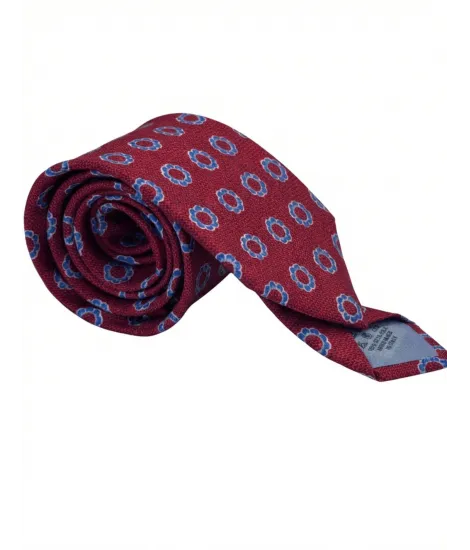 Corbata de Seda Burdeos con Patrón Azul