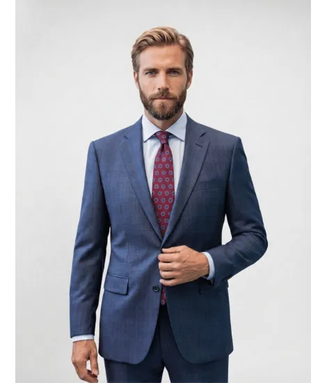 Bordeaux Silk Tie with Blue Pattern 2