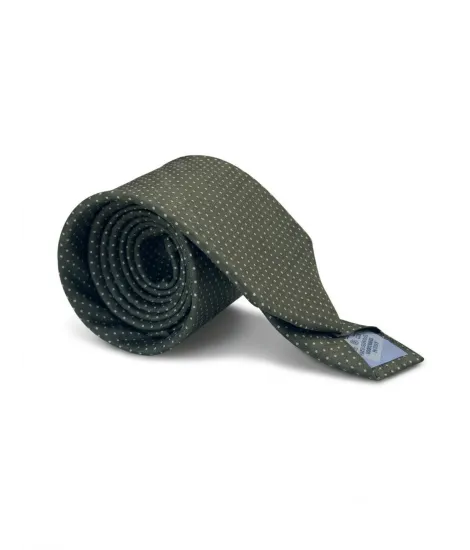 Corbata de Seda Verde Oscuro con Lunares Blancos
