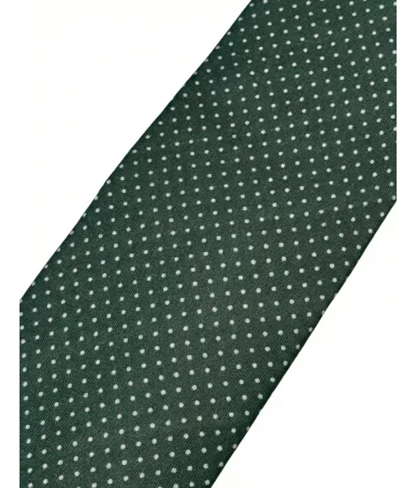 Gravata de Seda Verde Escura com Pintas Brancas 2