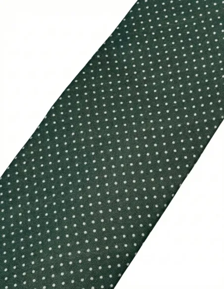 Corbata de Seda Verde Oscuro con Lunares Blancos
