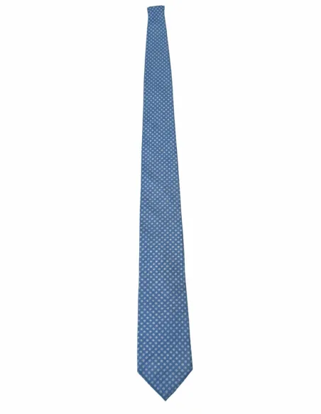 Blue Silk Tie with White Pattern