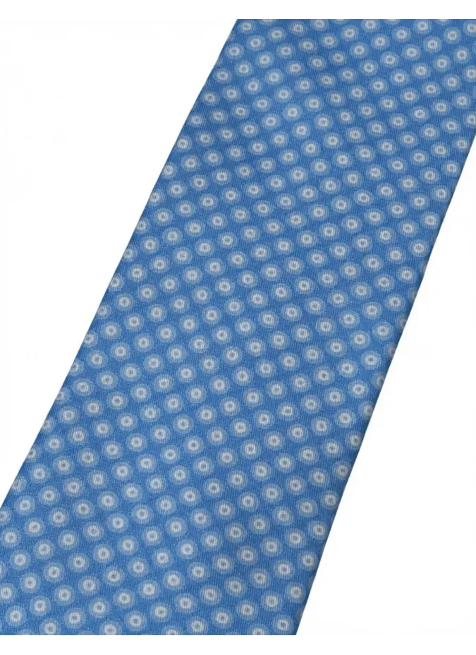 Blue Silk Tie with White Pattern