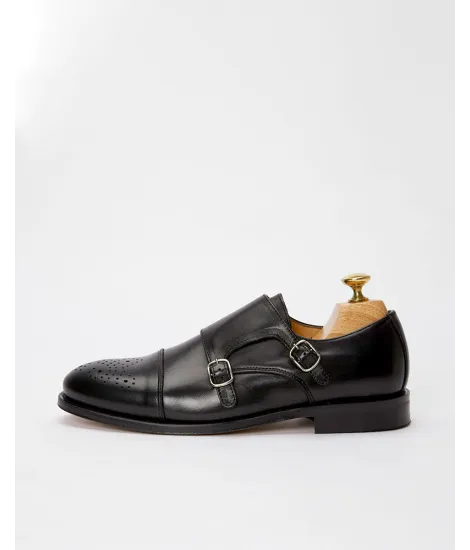 Zapatos Doble Hebilla Negro 2