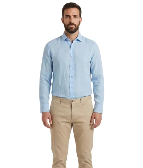 Camisa Linho Azul Claro | JOHN TWEED TAILORED 2