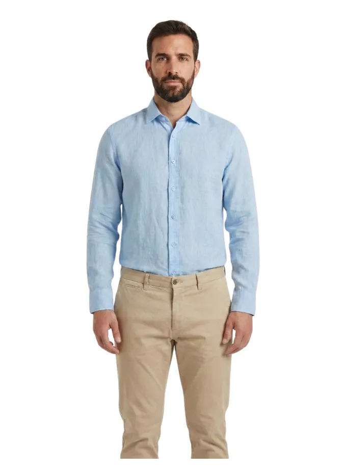 Camisa Linho Azul Claro | JOHN TWEED TAILORED