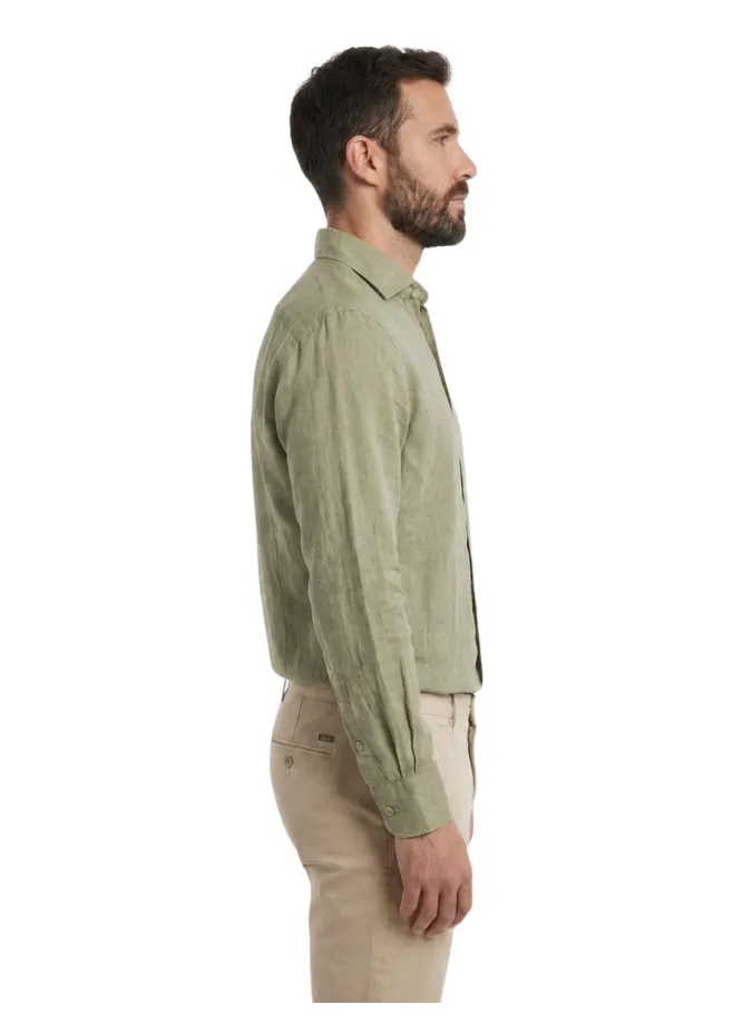 DRY GREEN LINEN SHIRT | JOHN TWEED TAILORED