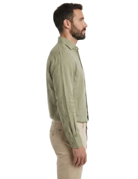 Camisa Lino Verde | Camisa 100% Lino | JOHN TWEED