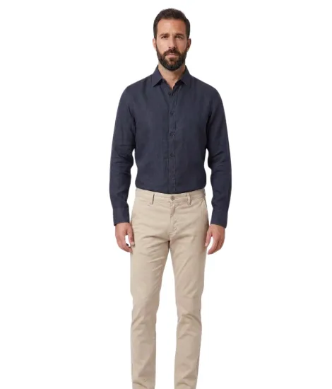 NAVY BLUE LINEN SHIRT | JOHN TWEED TAILORED 2