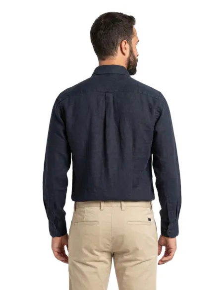 NAVY BLUE LINEN SHIRT | JOHN TWEED TAILORED