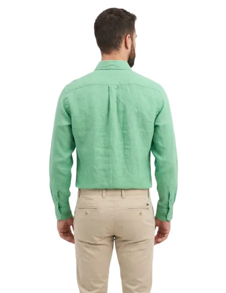 GREEN LINEN SHIRT | JOHN TWEED TAILORED