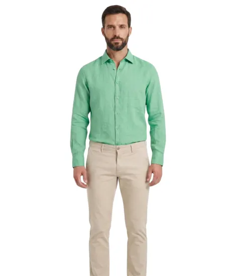 GREEN LINEN SHIRT | JOHN TWEED TAILORED 2