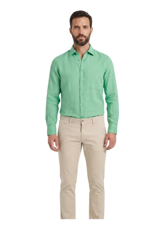 Camisa Linho Verde | John Tweed Tailored