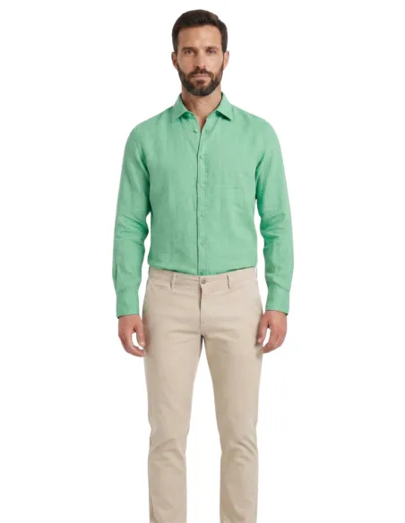 Camisa Linho Verde | John Tweed Tailored