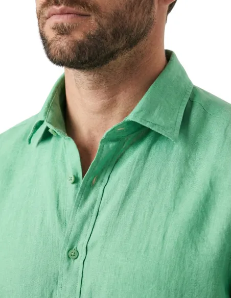 GREEN LINEN SHIRT | JOHN TWEED TAILORED