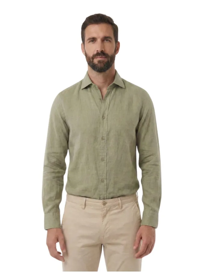 DRY GREEN LINEN SHIRT | JOHN TWEED TAILORED