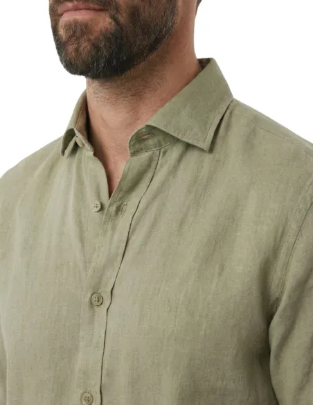 DRY GREEN LINEN SHIRT | JOHN TWEED TAILORED