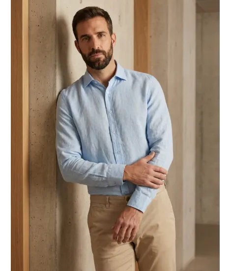 BLUE LINEN SHIRT | JOHN TWEED TAILORED