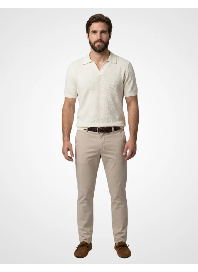 Ecru knit polo