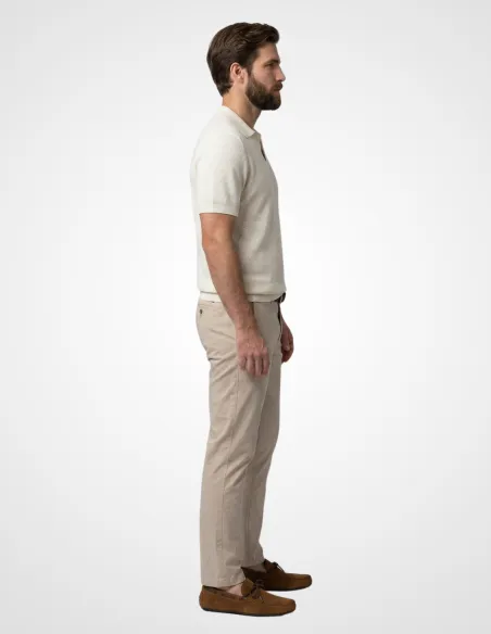Ecru knit polo