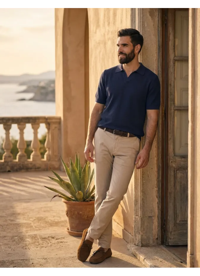 Navy knit polo
