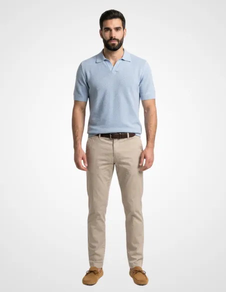 Blue knit polo